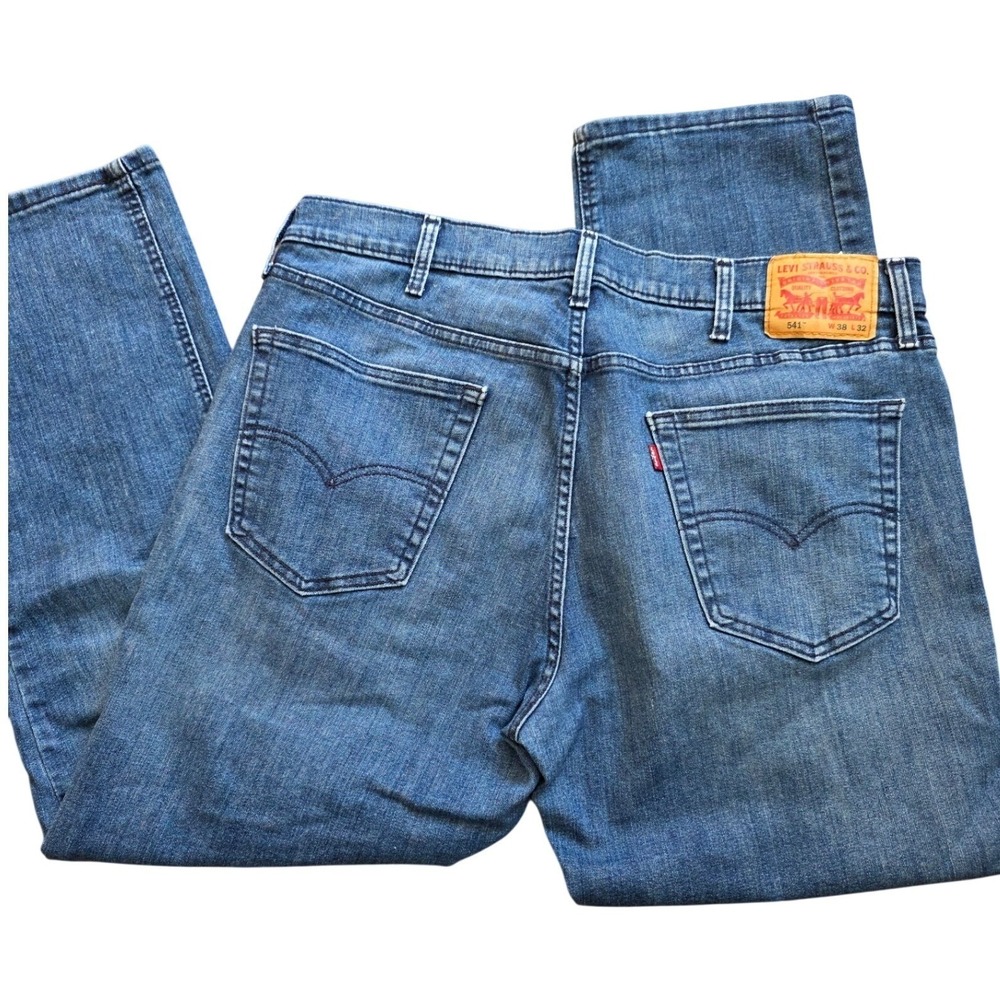 Levis 541 Athletic Taper Mens Jeans 38x32 Medium Wash Blue WaterLess‎ Denim work - Picture 2 of 9